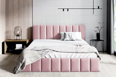 Produktbild von BETTSO Doppelbett Polsterbett Bett mit Kopfstütze und Bettkasten NINA 140 x 200 cm Rosa