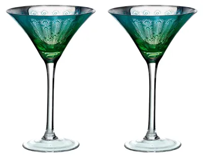 Produktbild von Set aus 2 Martinigläsern im Pfauendesign