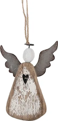 Immagine prodotto di Ciondolo decorativo Angelo Clayre & Eef 9x2x13 cm Legno Bianco Marrone