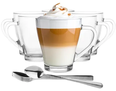 Immagine prodotto di Set di 6 bicchieri per Latte Macchiato con cucchiaino