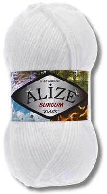 Immagine prodotto di Alize 1x 100g Burcum Klasik, filato unito, ideale per uncinetto e maglia (bianco - 55)