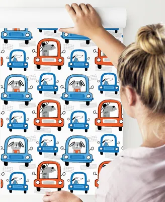 Obrázok produktu pre 10m VLIES WALLPAPER rolka škôlka zvieratá psy autá mesto kruhy XXL