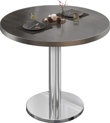 Produktbild von BN | Bistrotisch | Ø:H 80 x 72 cm | Edelstahl Rand | Wenge / Edelstahl | Rund | Bistrotisch Tisch