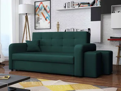 Obrázek produktu pro Rozkládací pohovka s taburety BELA HOME 2 - tyrkysová, pravé provedení