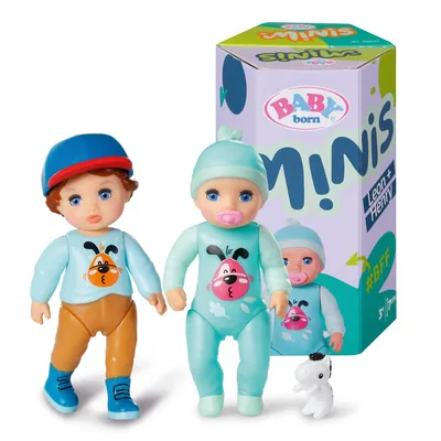 Produktbild von BABY born Minis Doppelpack mit Minis-Puppen Henry und Leon mit Farbwechseleffekt, Stickerbogen und Accessoires