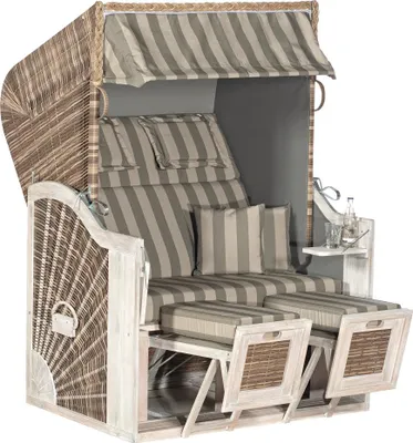Produktbild von Sonnenpartner Rustikal 285 Z Sun Edition 2-Sitzer Strandkorb 3/4 Liegemodell mix-brown