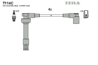 Produktbild von TESLA T114C Zündkabelsatz Zündleitungssatz für BMW 3 Limousine (E30)
