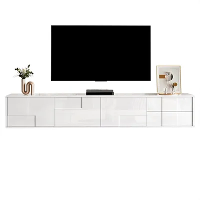 Produktbild von TV-Schrank mit 3 Türen & 2 Schubladen TV-Lowboard TV-Tisch TV-Ständer Wohnzimmermöbel 170 L x 30 B x 30,5 H Weiß