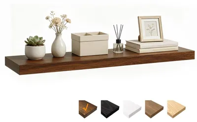 Obrázok produktu pre Drevená nástenná polička so skrytými držiakmi – 100 x 23,5 x 3,8 cm