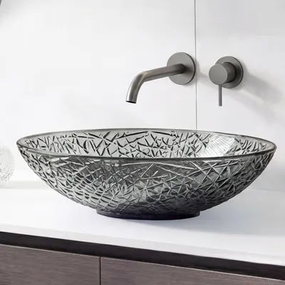 Produktbild von doporro waschbecken Aufsatzwaschbecken Glaswaschbecken BxTxH: 50,5x36x15,5cm in Grau Glas Waschplatz Handwaschbecken Waschtisch Minerva05