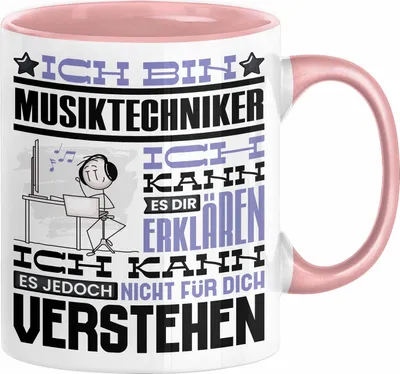 Produktbild von Musiktechniker Geschenk Tasse Lustige Geschenkdiee für einen Musiktechniker Geburtstag Ich Bin Musiktechniker Ich Kann Es Dir Erklären Aber Nicht Für Dich Verstehen (Rosa)