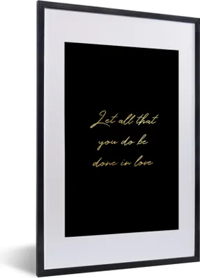 Produktbild von MuchoWow® Gerahmtes Poster Zitate - Liebe - Gold - Schwarz 40x60 cm - Poster mit Schwarzem Bilderrahmen Wandposter Rahmen Foto Bilder - Poster in Rahmen