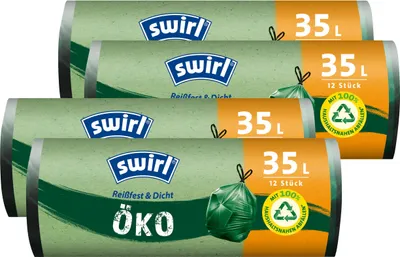 Produktbild von Swirl Öko Müllbeutel 35L 12 stk./ Rolle mit Zugband (4er Pack)
