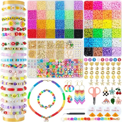Produktbild von Omgoods – 12.000-teiliges Armband-Bastelset mit Perlen und Anhängern