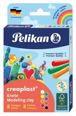 Zdjęcie produktu dla Plastelina Creaplast® – zestaw 8 kostek, 160 g, żywe kolory, miękka i wielokrotnego użytku