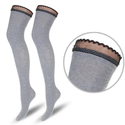 Produktbild von Damen Baumwoll Socken mit Spitze Milena grau 37-41