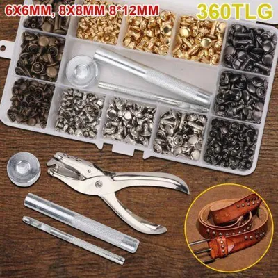 Produktbild von 360 Stück Hohlnieten Set 6/8/12mm DIY Angebot Ledernieten Ziernieten