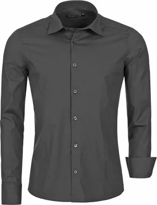 Produktbild von Red Bridge Herren Basic Design Slim Fit Langarm Hemd Antrasit S