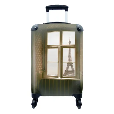 Produktbild von MuchoWow® Koffer Handgepäck Trolley Rollkoffer Kleine Reisekoffer mit 4 Rollen - Blick auf den Eiffelturm in Paris - Cabin Size < 55x40x23 cm & 55x40x20 cm - Fotokoffer - Kabinenkoffer - Boardgepäck - Reise-Box - Reisekoffer - Reisegepäck - Koffer mit Bild - Trolley für Kinder