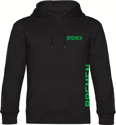 Produktbild von multifanshop Kapuzen Sweatshirt - Bremen - Brust & Seite, schwarz, Größe 3XL