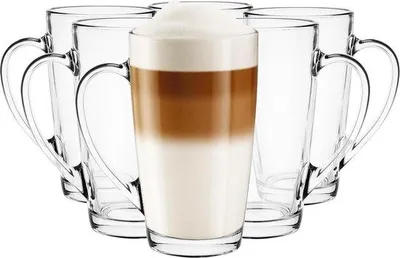 Image de Service à café pour tasses et mugs - lot de 6 - 400 ml - coffrets en verre Caffè Latte
