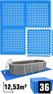 Produktbild von 12,5 m² Poolunterlage - 36 EVA Matten 62x62 - Unterlegmatten Set Pool Unterlage