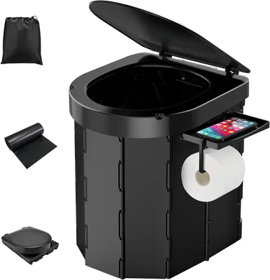 Imagen del producto de Aseos de camping - Potty portátil - Actividades al aire libre - Diseño plegable - Hasta 180 kg - Negro