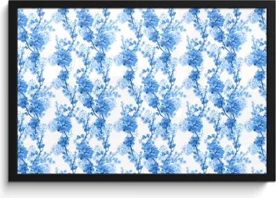 Produktbild von MuchoWow® MuchoWow® Gerahmtes Poster Blumen - Blüte - Muster - Blau 60x40 cm - Poster mit zchwarzem Bilderrahmen - Printing - Wanddeko Schlafzimmer