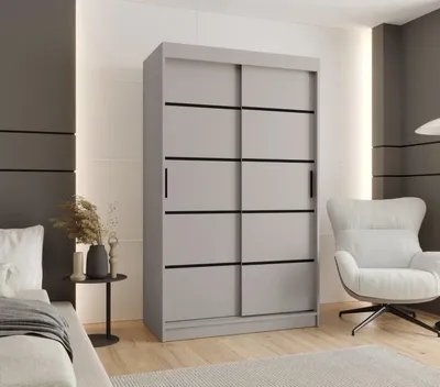 Obrázok produktu pre Úzka šatníková skriňa 120 cm CASANDRA - kašmír / čierna