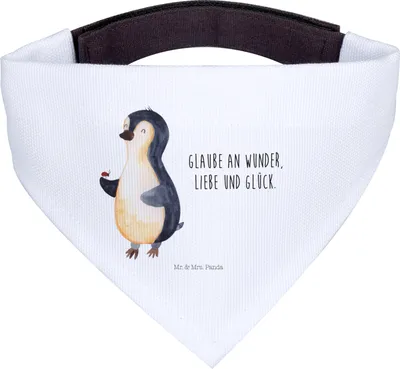 Produktbild von Mr. & Mrs. Panda Halstuch Pinguin Marienkäfer - Weiß - Geschenk, Lebensfreude, Kleine Wunder, Hunde, Aufmerksam, Liebe, Tuch, Hundehalstuch, Bandana Hund, Hunde-Halstuch