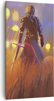 Produktbild von Bild auf Leinwand - Leinwandbild - Krieger Schwert - 55x100cm - Wand Bild - Wanddeko - Wandbilder - Leinwanddruck - Bilder - Kunstdruck - Wanddekoration - Leinwand bilder - Wandkunst - PA55x100-3819