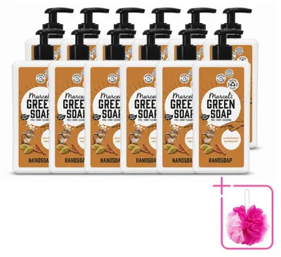 Productafbeelding van 12 x Marcel's Green Soap handzeep Sandelhout & Kardemom - 500 ml - Verpakking met 12 stuks