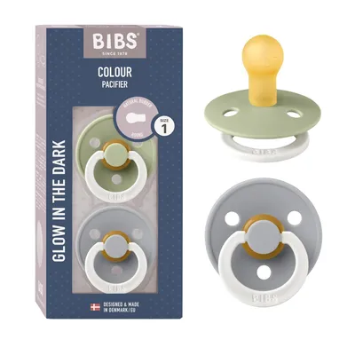 Zdjęcie produktu dla BIBS smoczki uspokajające z naturalnego kauczuku 0-6m Sage Night Cloud Night