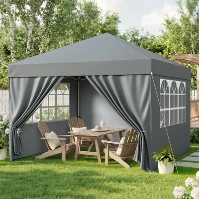 Produktbild von Hawthyhome Faltpavillon 3x3 Wasserdicht mit 4 Seitenteilen Pop-Up Pavillon UV50+ Höhenverstellbar Partyzelt, Grau