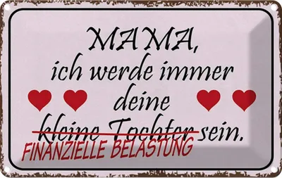 Produktbild von vianmo Blechschild 20x30 cm Mama deine Tochter Herzen Spruch Zitat