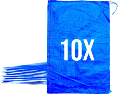 Produktbild von Bazko Leere Hochwasser Sandsäcke zum Befüllen | 10x PP Gewebesack 50x80 cm blau | mit Zugband
