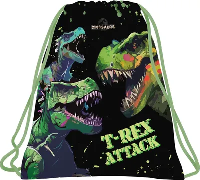Produktbild von Turnbeutel Dinosaurier Kinder Dino Sportbeutel Sport Schuhbeutel Tasche T - Rex Attack