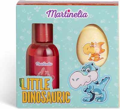 Immagine prodotto di MARTINELIA Set da bagno per bambini Piccolo set da bagno Dino Dinosauro per ragazzi Gel doccia e bomba da bagno giocosi - non tossici