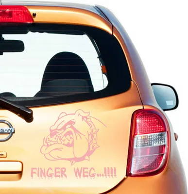 Produktbild von Aufkleber - Autoaufkleber "Finger Weg!" 60cm x 73cm hellrosa - Tuning Carystyling Heckscheibe Auto