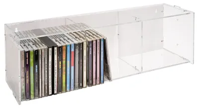 Produktbild von STACK Modulares CD-Regal aus Acrylglas, stapelbar, weiße Rückwand / Medienregal Aufbewahrung Wandmontage