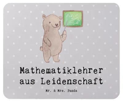 Produktbild von Mr. & Mrs. Panda Mauspad Mathematiklehrer Leidenschaft - Grau Pastell - Geschenk, pc mousepad, Referendariat, laptop, Witzig, Mouse Pad, mousematte, Lustig, Spruch