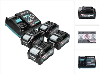 Produktbild von Makita Power Source Kit 40 V max. mit 4x BL 4040 Akku 4,0 Ah XGT ( 4x 191B26-6 ) + DC 40 RA Schnell Ladegerät XGT LXT ( 191E07-8 )