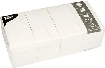 Produktbild von Servietten, 2-lagig 1/8-Falz 33 cm x 33 cm weiss
