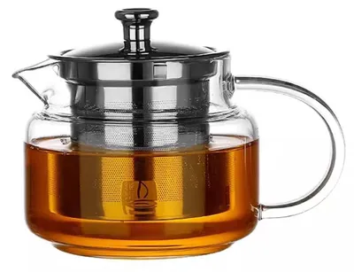 Gläserne Teekanne 600 ml mit Edelstahlfilter, Borosilikatglas