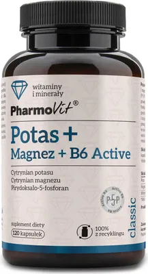 Obrázek produktu pro Draslík + Hořčík + Vitamin B6 Active Bez Lepku 120 Kapslí - Pharmovit (Classic)