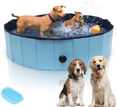 Produktbild von Kollabiertes Hundebad, Stabiles Hundeschwimmbad mit Rutschschutzboden, Kein Aufpumpen erforderlich, für Garten und Balkon, Ø 120 cm x H 30 cm