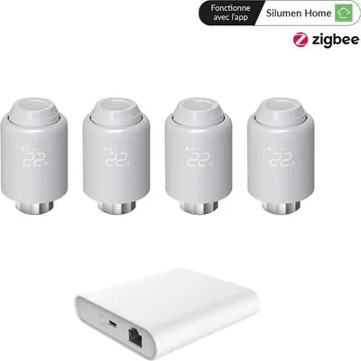 Produktbild von Set mit 4 angeschlossenen Thermostatköpfen + ZigBee Ethernet-Gateway