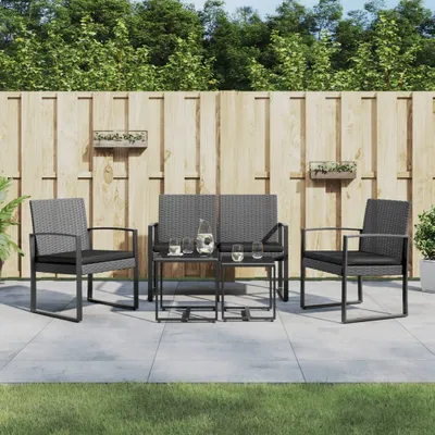 Produktbild von "2024"cloris 5-tlg. Garten-Essgruppe mit Kissen Dunkelgrau PP-Rattan - Gartenmöbelgarnituren CHY61002891