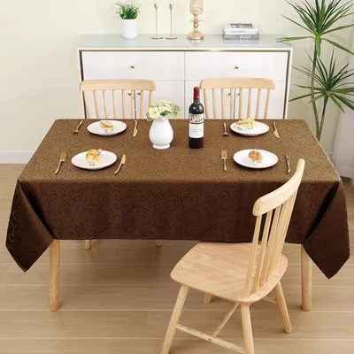 Produktbild von Famanu Tischdecke Rechteckig Schwarz Jacquard 140 x 240 cm - Abwaschbar und Schmutzabweisend