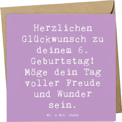 Produktbild von Mr. & Mrs. Panda Grußkarte Spruch 6. Geburtstag - Lavendeltraum - Geschenk, faltkarte, Geburtstagsgeschenk, Klappkarte, unvergessliche Momente, Glückwunschkarte, Alter